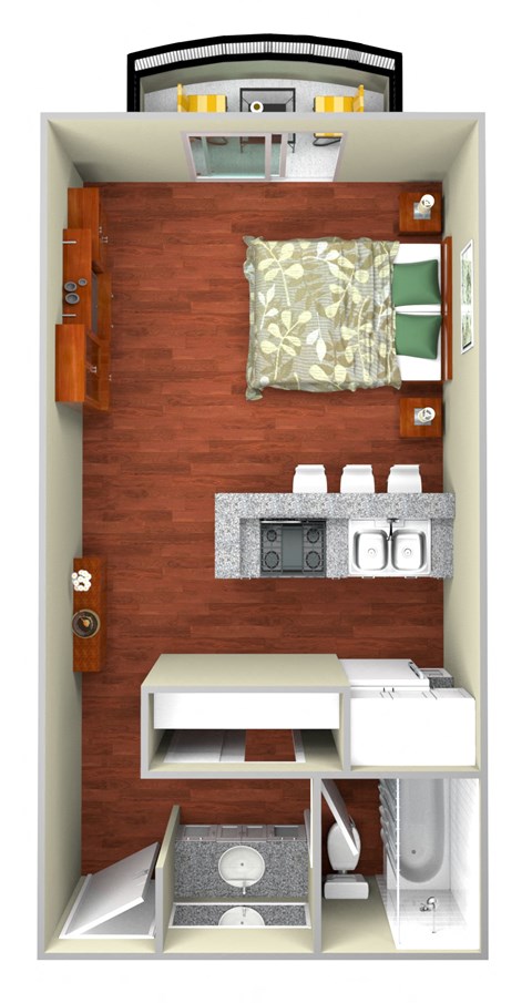 Floor plan for studio, 1 bath, 450 sqft